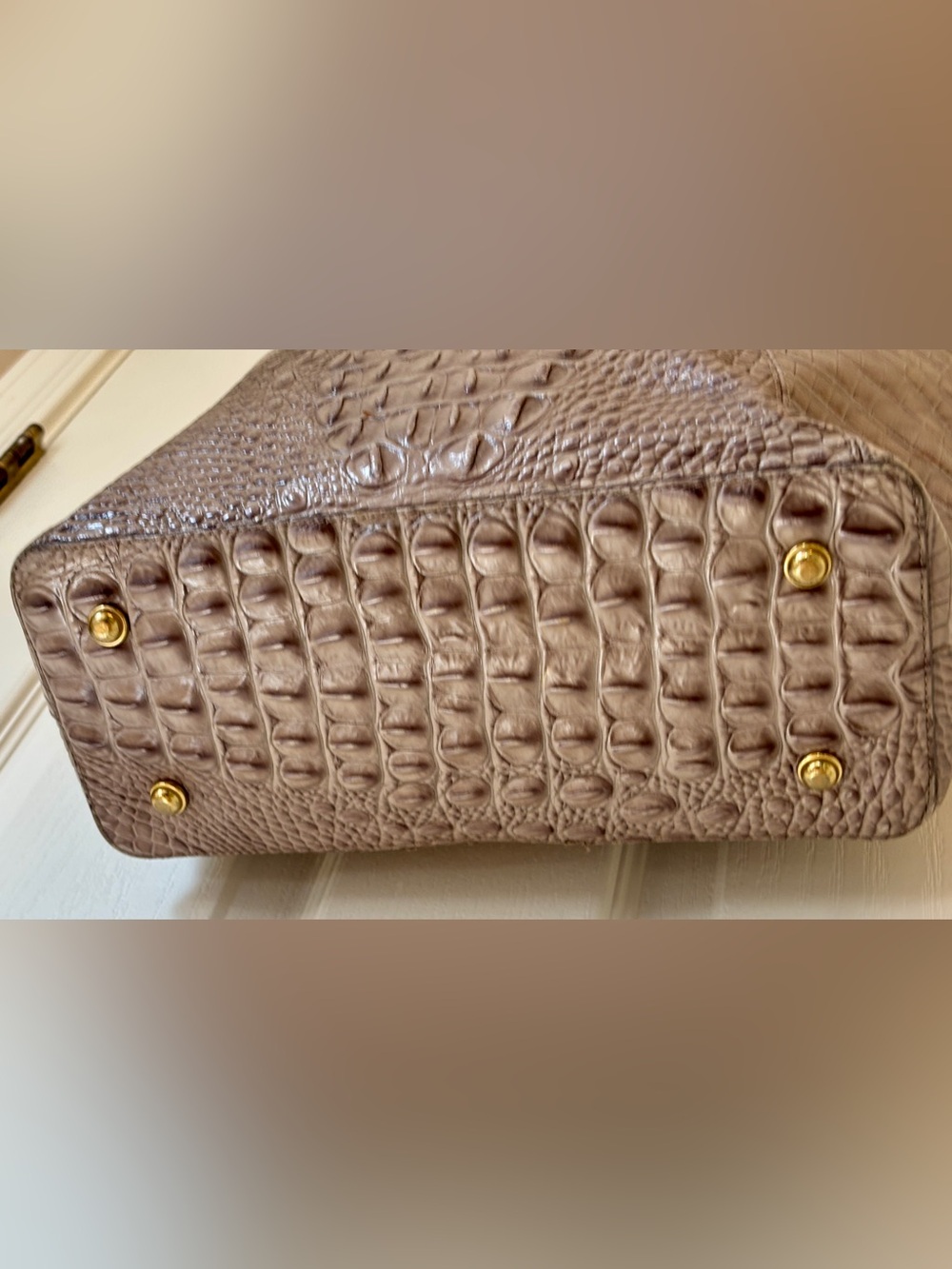 Brahmin Croc-Embossed Leather Taupe Tote Bag ~ - Picture 5 of 11